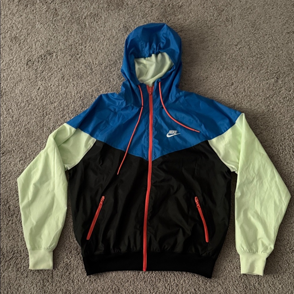 Nike Blue and Black Windbreaker with Red Accents